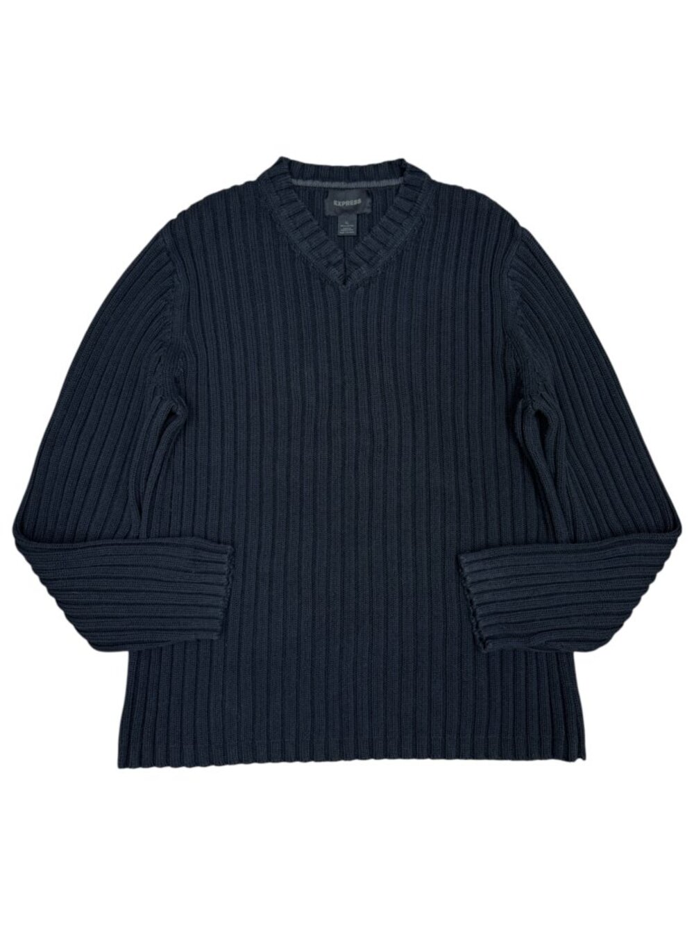 EXPRESS | Men's | Ribbed V-Neck Chunky Sweater | Black | Size XL